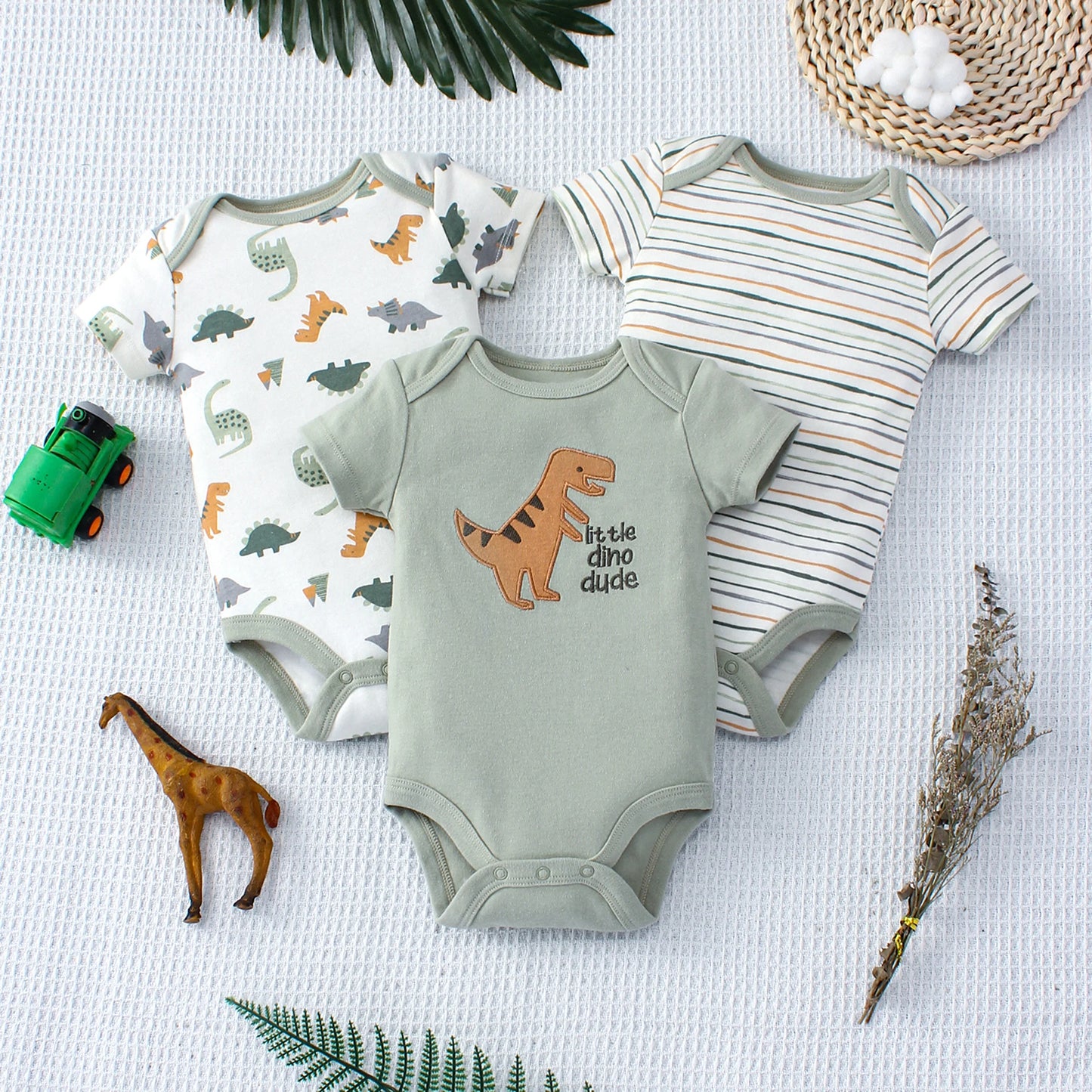 3PCS Summer Baby Bodysuit