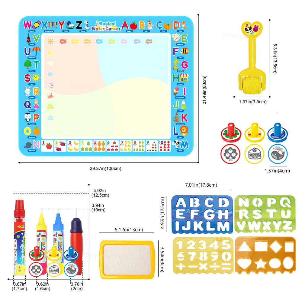 100x80CM Magic Water Drawing Mat with Reusable Magic Pens
