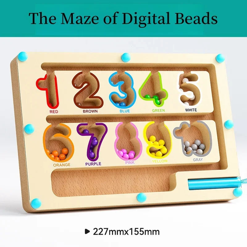 Magnetic digital bead magnetic maze toy