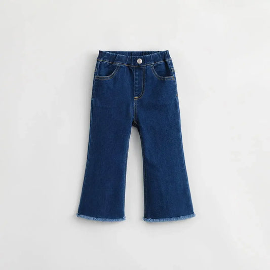 MARY_ Girls Slim Stretch Denim Flared Pants