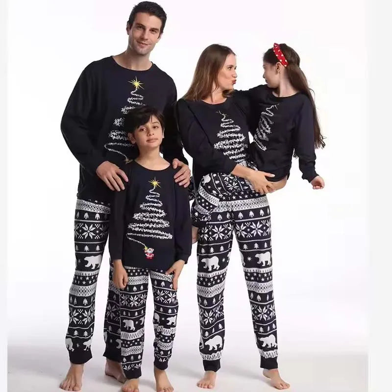 Family Christmas Pajamas Mom Dad Kids Matching Clothing Set Baby Romper Pjs