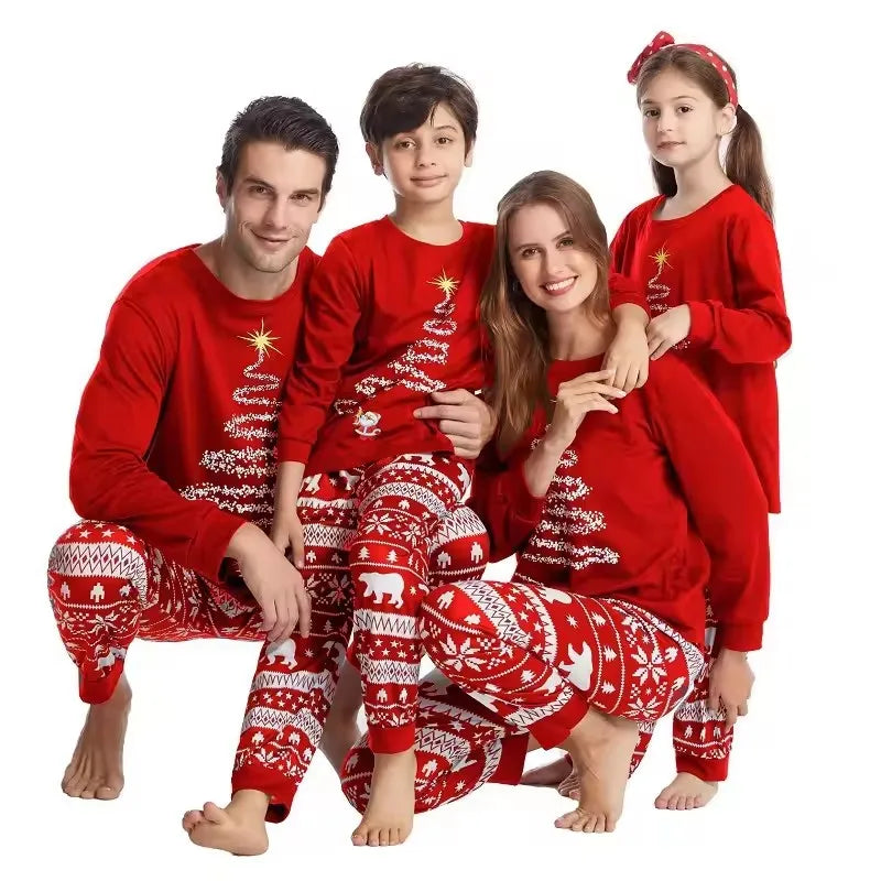 Family Christmas Pajamas Mom Dad Kids Matching Clothing Set Baby Romper Pjs