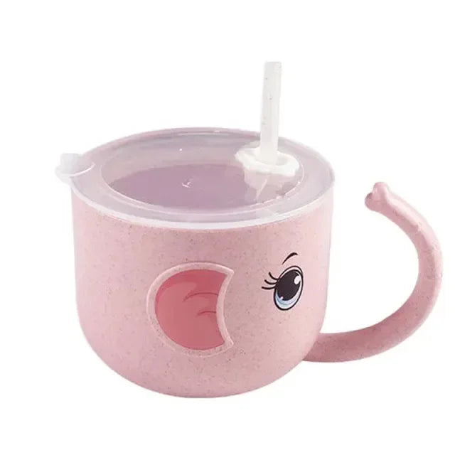 Bird_Baby Learning Water Cup Cartoon Elephant Shape Water Glass Leak-proof Baby Water Cup Bottle With Straws Children's Training Cup