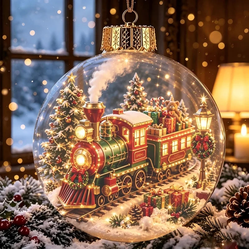 3D Christmas Snow Globe Ornament Xmas Tree Santa Snowman