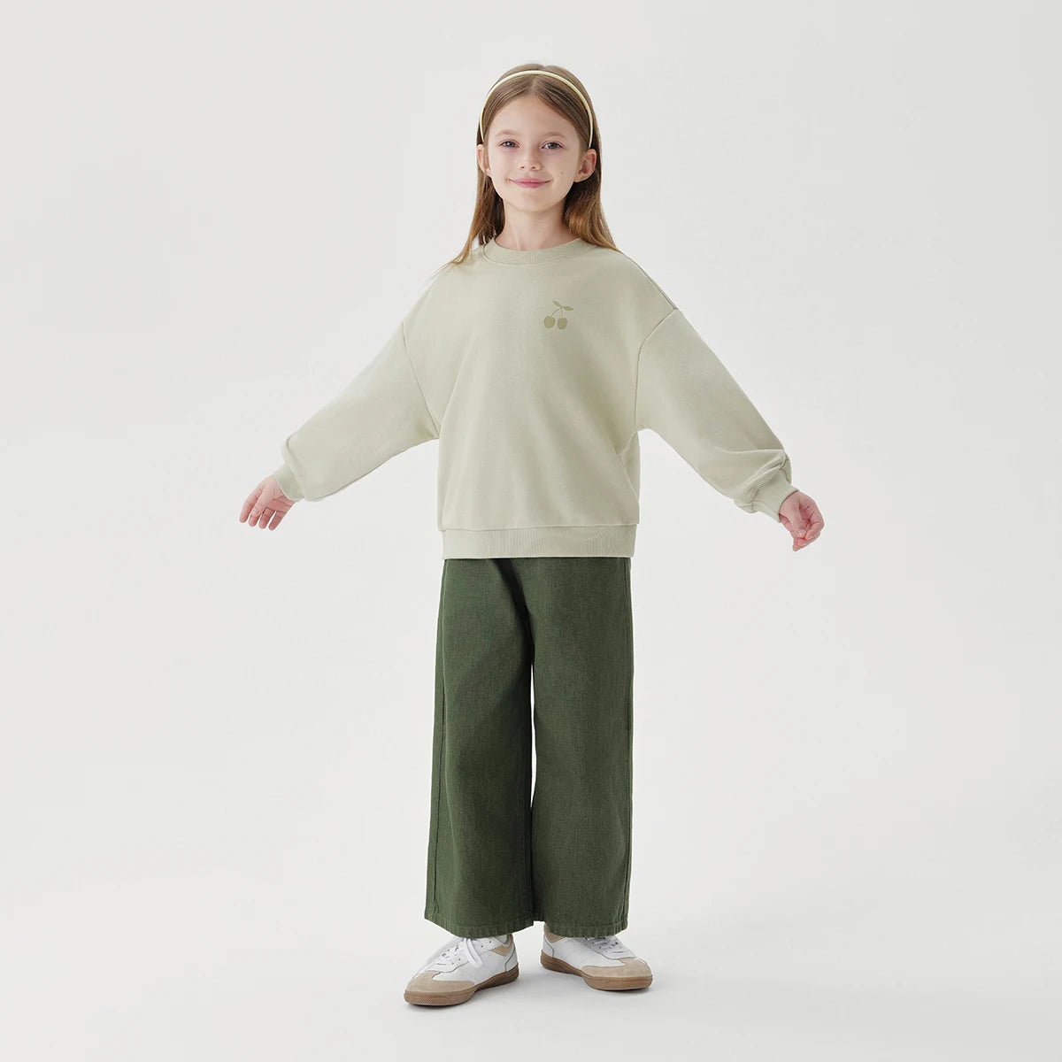 MARY_Girls French Crew Neck Loose Sweatshirt