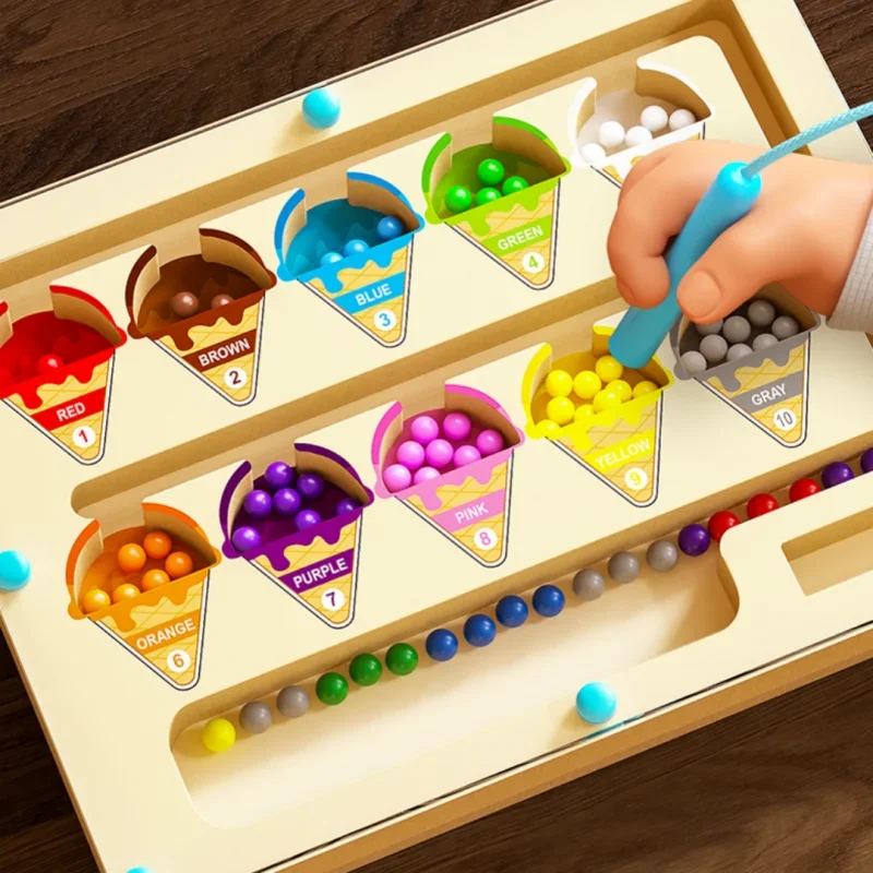 Magnetic digital bead magnetic maze toy